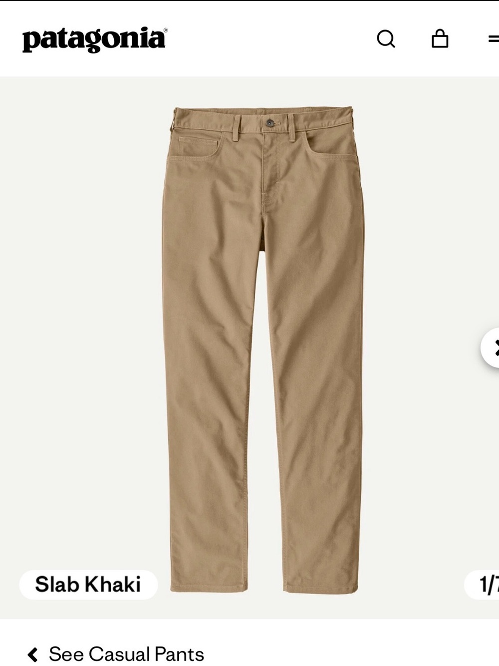 Patagonia Men’s Twill Traveler 5 Pocket Pant - Slab Khaki size 35 x 32